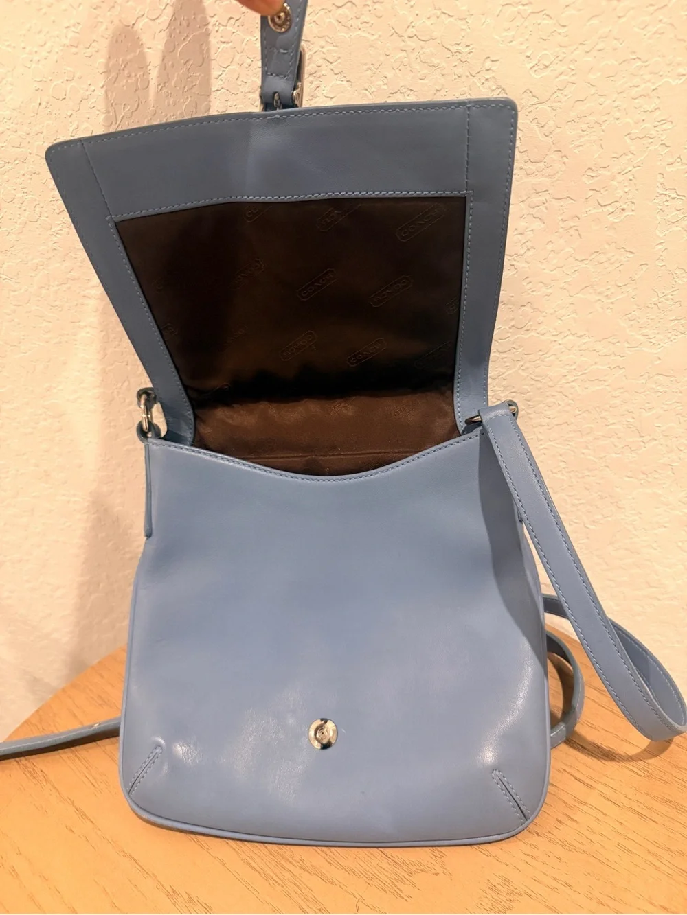Coach Dusty Blue Leather Buckle Crossbody